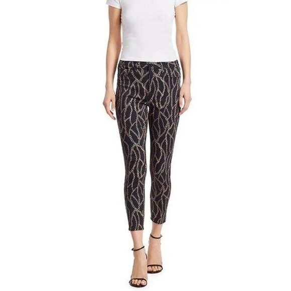 L’AGENCE Margot Jeans Women’s 25 Black Gold Cotton High Rise Chain Print‎ Skinny